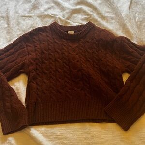 Cable Knit Burgundy Sweater